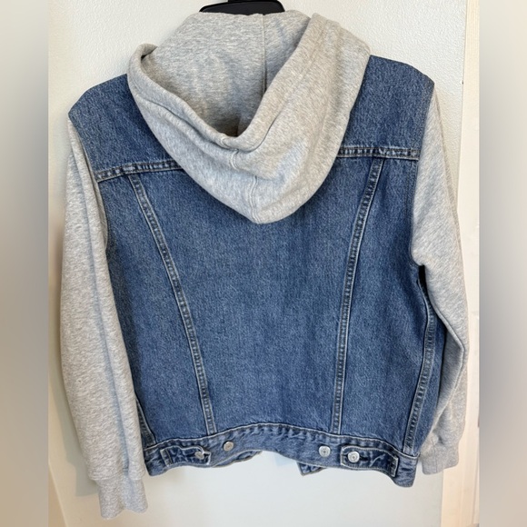 Levi’s Hybrid Hoodie Trucker Jacket Blue Denim Men’s S Small Heavyweight Gray - Picture 3 of 11